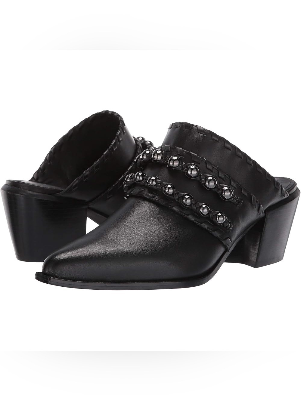 DONALD J. PLINER Black Leather Beaded Mule Booties